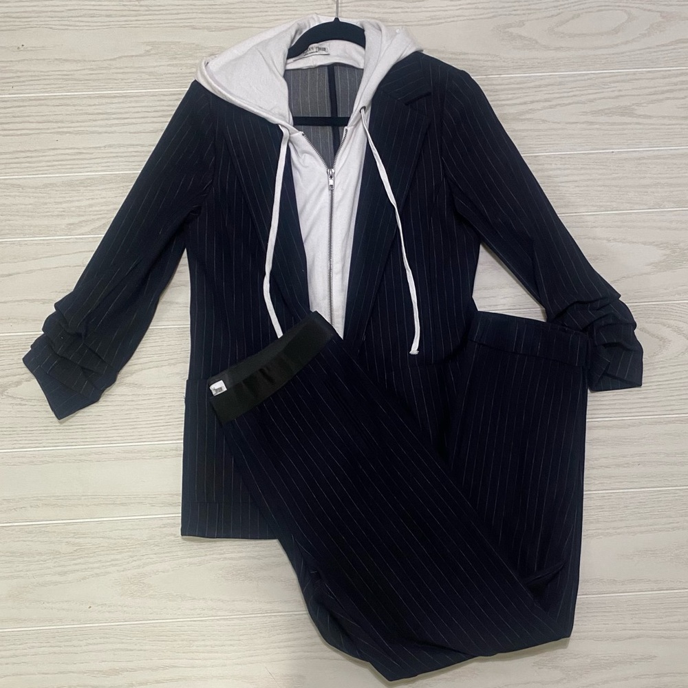 Bailey44 casual striped navy blazer and pant set